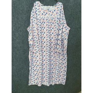 Cozee Corner Nightgown 5X Long Sleeve Flannel Floral Purple 100% Cotton Pullover